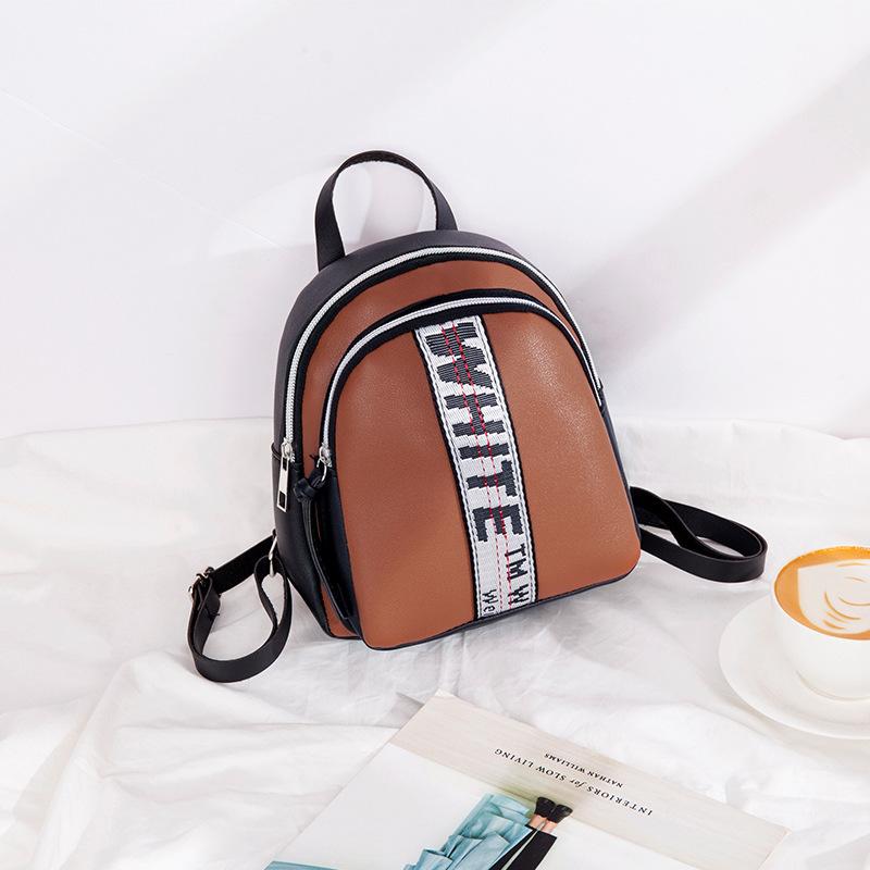 

Модный тренд Сращивание Лента с буквами Рюкзак Многофункциональная Маленькая школьная сумка Одноплечевая Женская сумка Кроссбоди Мини-сумка коричневый