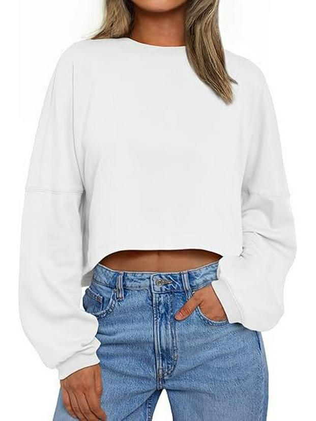 Women's Urban Style Autumn Polyester Pullover: Round Neck, Long Sleeve, Loose Fit