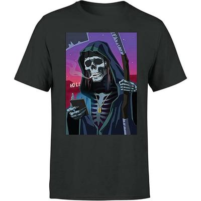 ANOTHER FANCY Reaper Skull Mens Mens T Shirt 100% Cotton Halloween Printed Graphic Tee Top XS