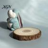 Handmade Animal Statue for Shelves Hand-Carved Lop-Eared Bunny Ornament, Cute Desk Figurine, Natural Wood Carving Art Small Decorative Entryway