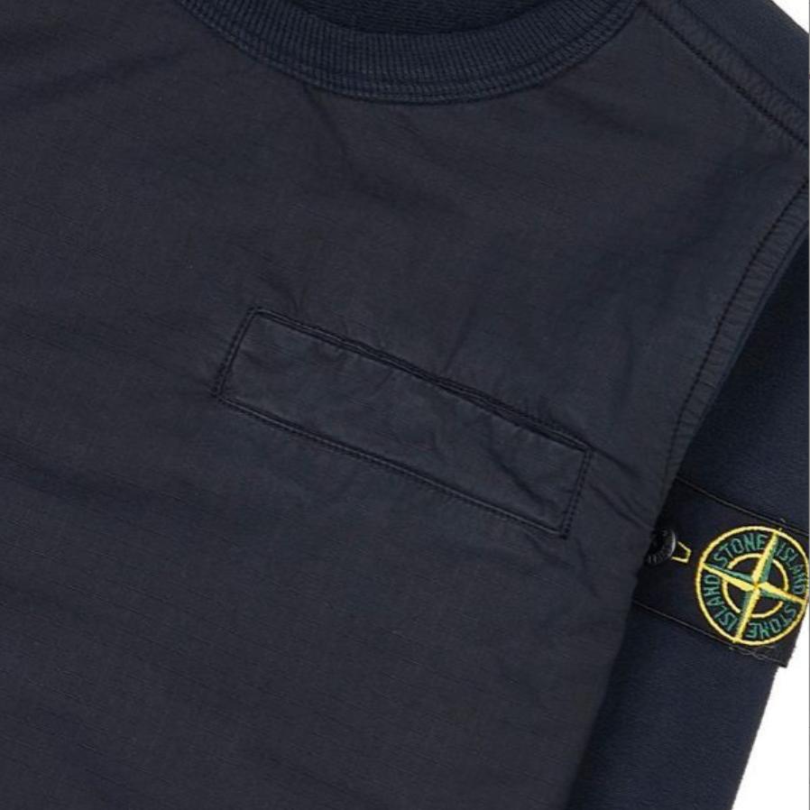 Stone Island Sweatshirt Kids Logo Crew Neck Solid Color Loose Fit Long Sleeve Kids tops Blue 791660143-V0020