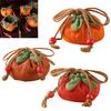 Liten persimonformad myntpåse Mini dragskopåse Bomullslinneplånbok Söt fruktdesign Väskpåse Gåvor till flickor Kvinnor