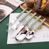 20 PCS Stainless Steel Flatware Set Service for 4, Retro Style  Tableware Forks Spoons Knives Eating Utensils, Acrylic Handle with Rivets Design