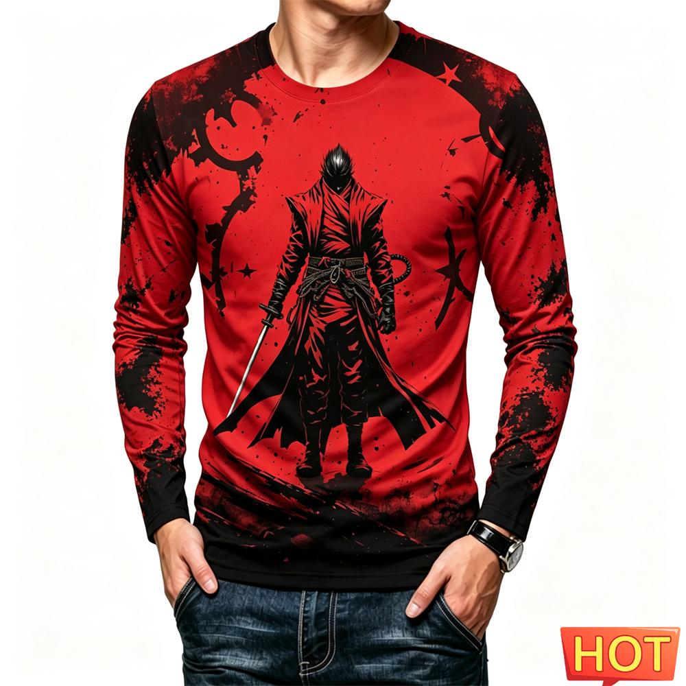 Funny 3D Skull Print Men's Long Sleeve T-shirt Autumn Comfortable Versatile Tees Casual O-neck Loose Pullover Street Y2k Clothes