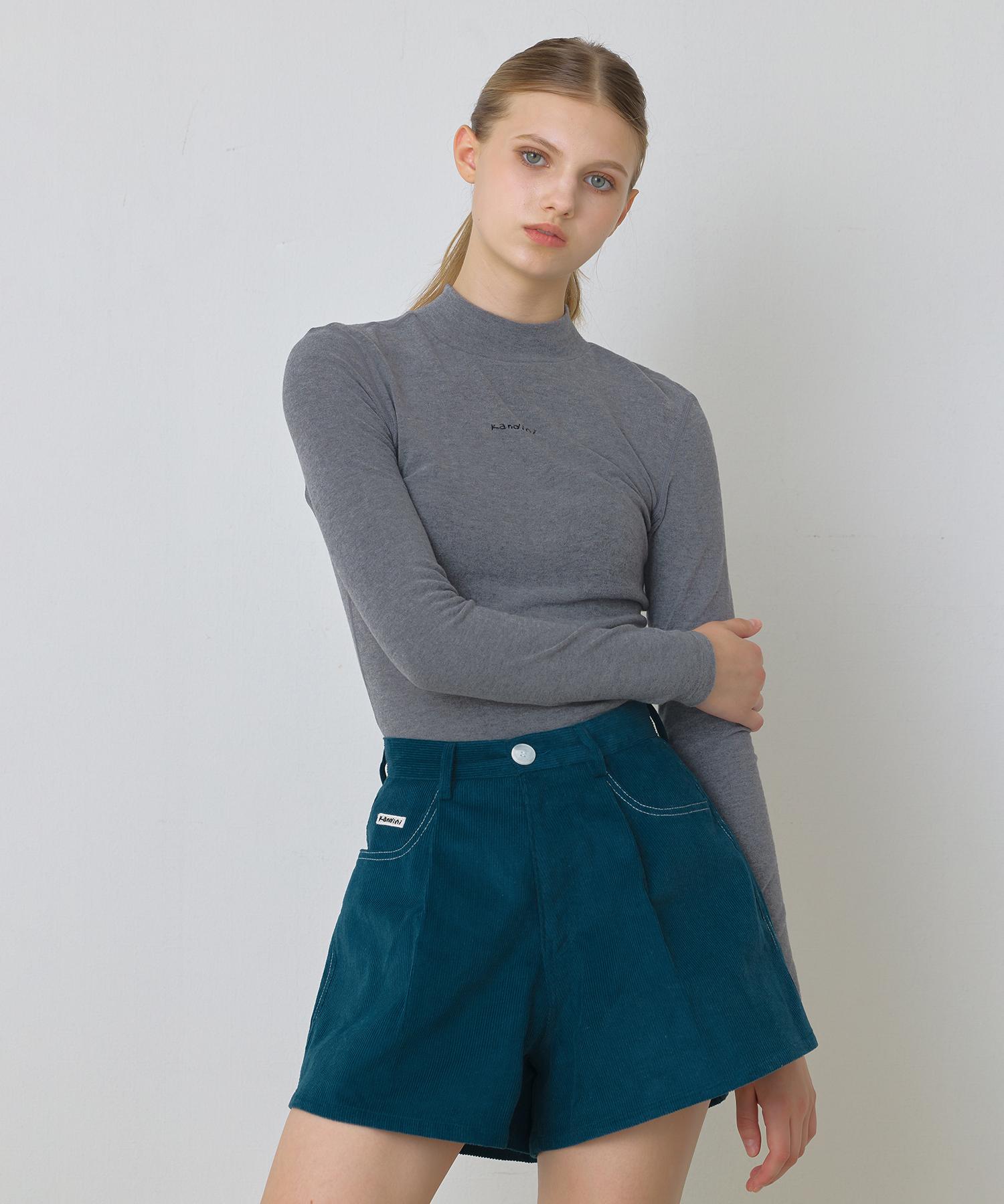 Candini Gray High-Neck Fleece T-Shirt