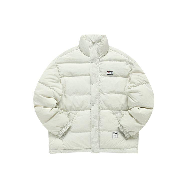 Fila Mihara Yasuhiro Collaboration Series Logo Embroidered Solid Color Sports Stand Collar Down Jacket Unisex Outerwear Antelope-White F11U143902F-IV