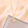 New In Rotatable Zircon Crystal Lucky Star Pendant Necklaces For Women Trendy Female Stainless Steel Chain Ladies Accessories