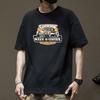 Men's Trendy Black Short-Sleeve Cotton T-Shirt with American Print