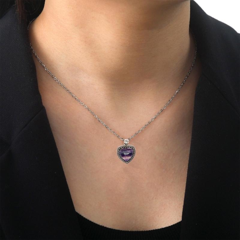 Vintage Styles Labradorite Pendant Necklace Featuring Elegant Amethyst Gemstones for Women Seek Unique Fashion