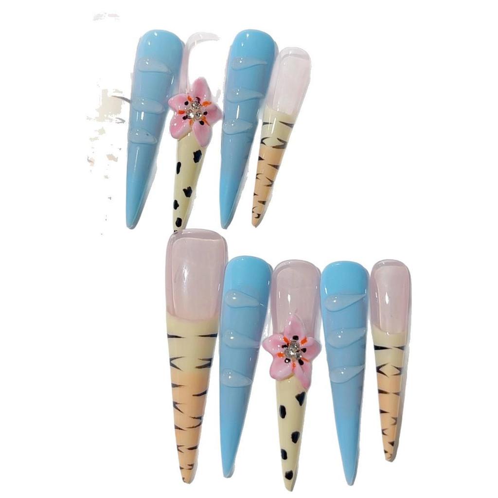 Handmade Super Long Pointed French Fake Nails – Hot Selling Detachable Nail Art