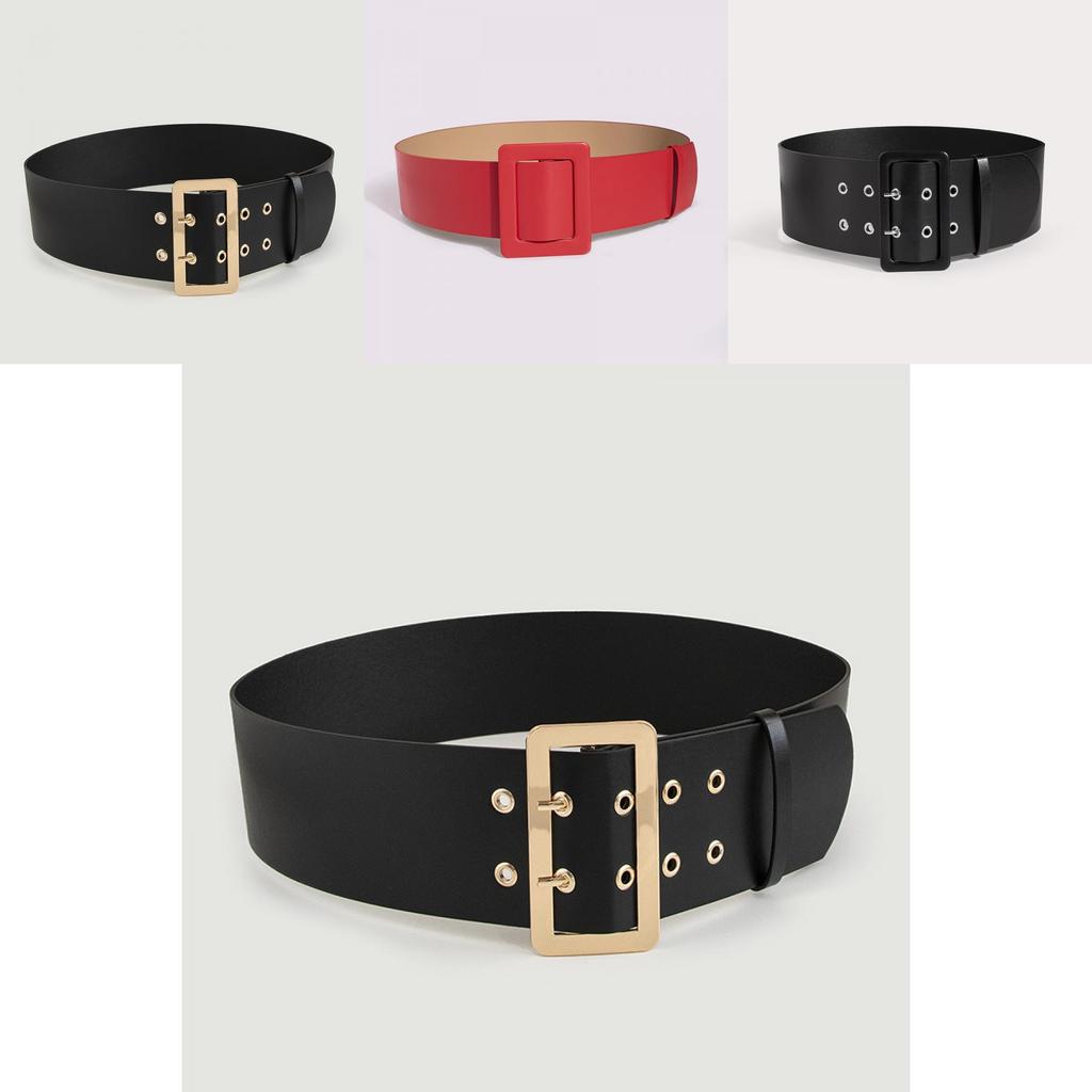 Faux Leather Wide Waist Belt With Pin Buckle For Fashion Accessories