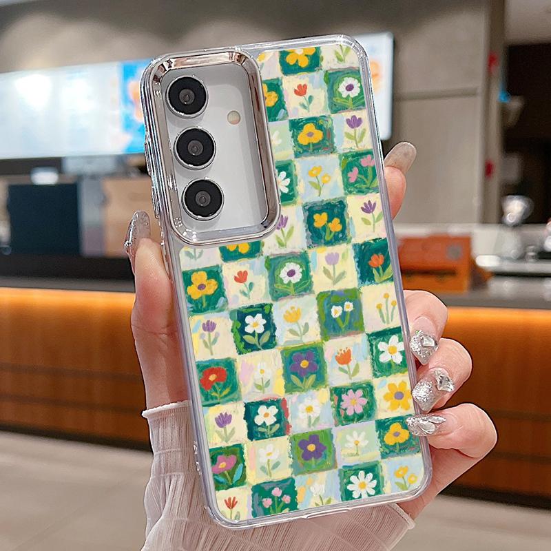 Plating TPU Phone Case For Samsung Galaxy S26 S25 S24 Ultra S25 S23 FE A57 A56 A37 A17 A55 A36 A54 Butterfly Flowers Print Cover