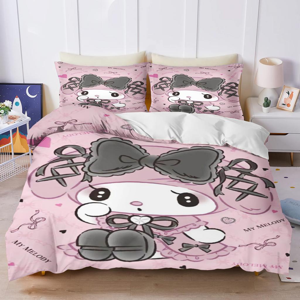 Kuromi My Melody Sanrio Series Printed Bedroom Bedding Set Duvet Cover Christmas Gifts Comforte Cartoon With Pillowcase
