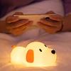 Silicone LED Papa Puppy Night Light Touch Sensor Dog Lamp Rechargeable Adjustable Brightness Children Bedside Bedroom Home Decor