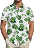 Men'S Short-Sleeve Shirt with a Green St. Patrick'S Day Hat And Clover Pattern, a Hawaiian-Style Button-Up Shirt, Perfect for Festive Occasions And As