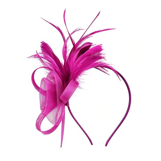 Women Flower Feather Flower Headband Tea Party Headband Retro Mesh with Feathers Hairband
