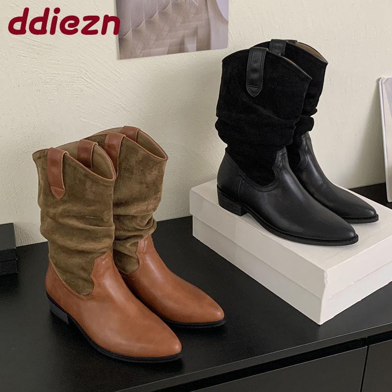 Fashion Footwear Slip On Women Ankle Chelsea Boots With Low Heel Shoes Fashion Pointed Toe Ladies Short Boots Shoes Pumps lady