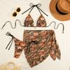 Sexy Chiffon Half Skirt Beach Wrap Three-piece Swimsuit Women Bikini2026