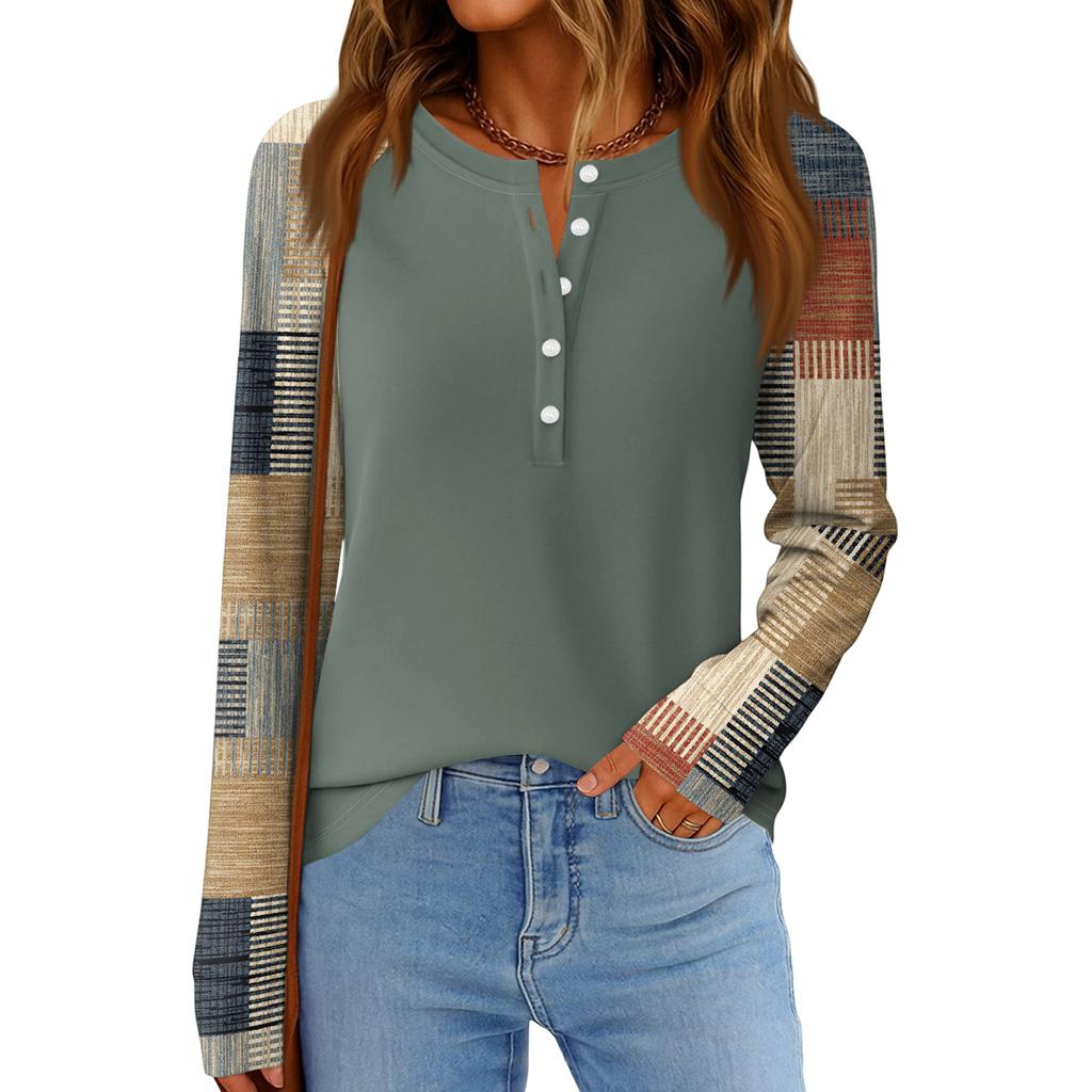 Women's Fashion  Loose Long Sleeve Round Neck Casual Top