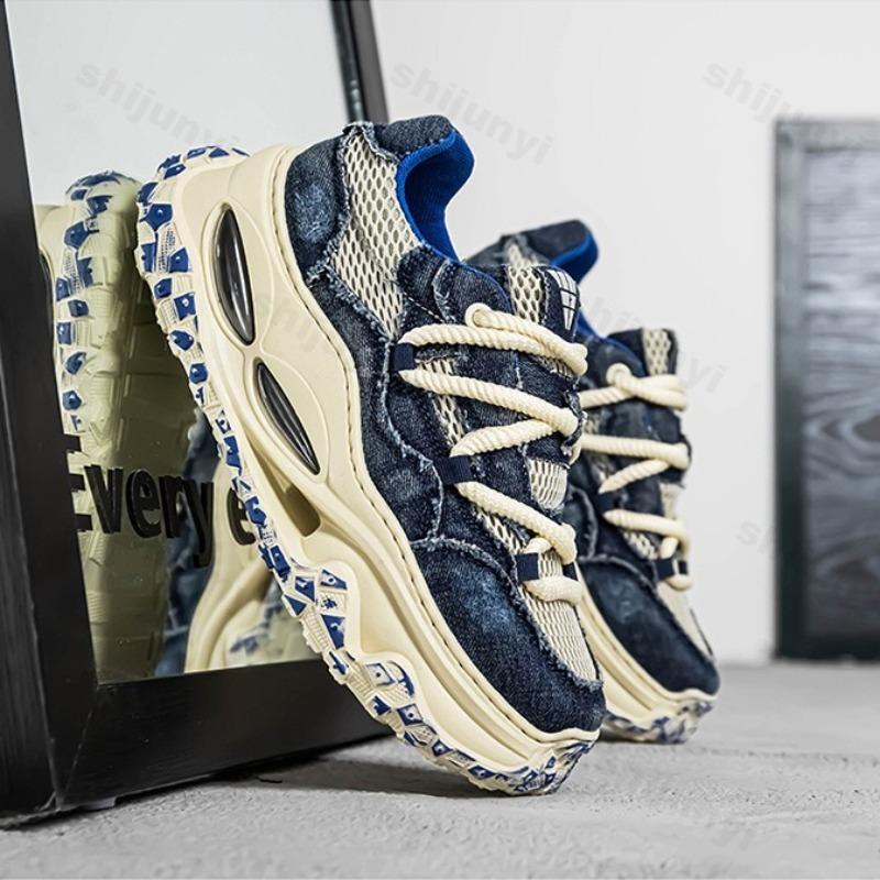 Fashion Niche Fashion Design Casual Non Slip Shoes for Men 2025 Autumn New Mesh Breathable Versatile Low Top Comfortable Chunky sneakers