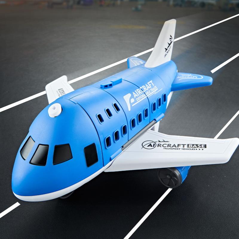 1 Set Christmas Gift Children'S Airplane Car Toy Inertial Airplane Model With 6 Road Signs Random 3 Cars And 1 Helicopter