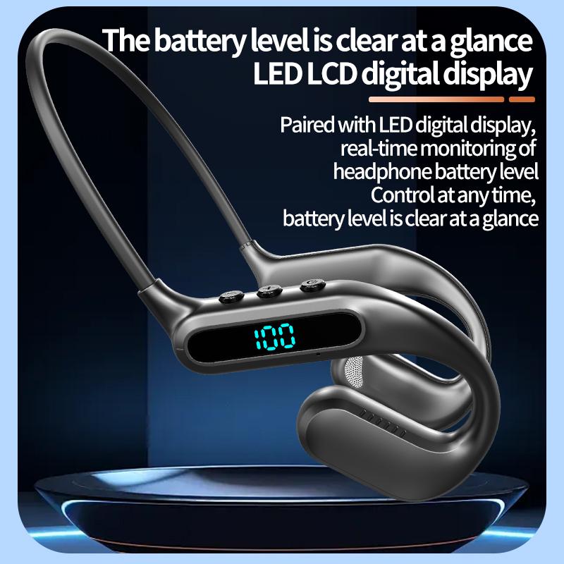 T80 Bone Conduction Headphones Wireless Bluetooth Led Display Earphone Stereo Sports Headset Wireless Headset Bluetooth 6.0