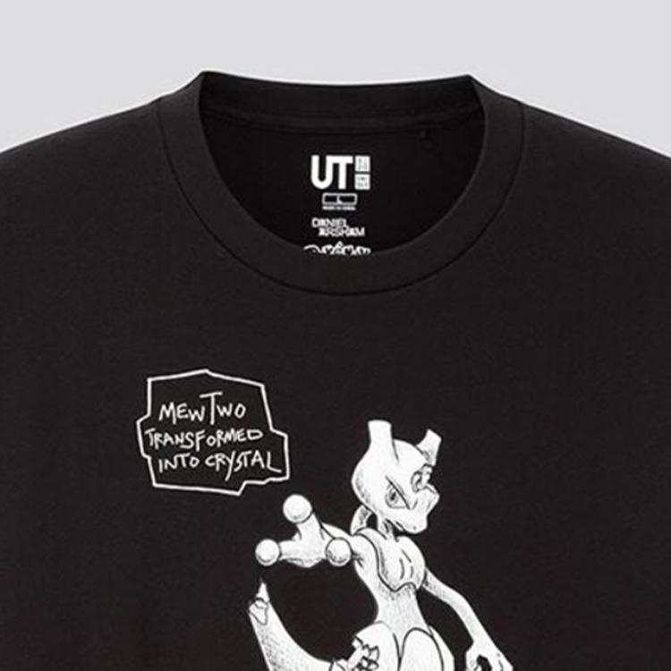 Uniqlo X Pokemon Collaboration Anime Letter Print Round Neck Short Sleeve T-Shirt Unisex T-Shirt Black 430585-09