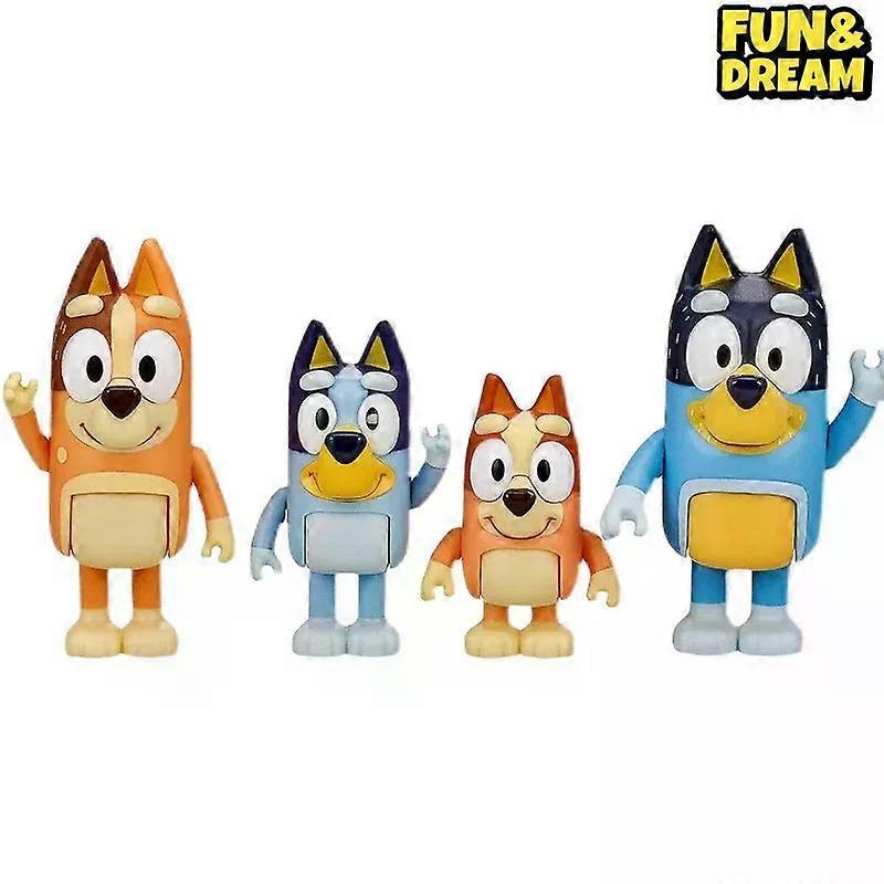 Bluey & Friends 4 Periphery Four-Piece Set Of Movable Figure Toy Figures Birthday Gift For Table Ornaments Collectible Figures