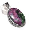 Natural Ruby Zosite Gemstone 925 Sterling Silver Jewelry Pendant 2.29" ETC-14604