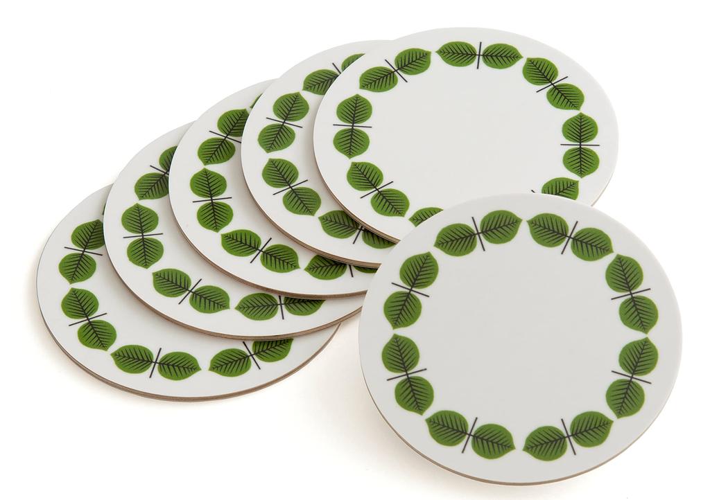 Sada 4 podložek pod sklenice Stig Lindberg od Stig průměr 10 cm "Bersa" Lindberg, zelená,