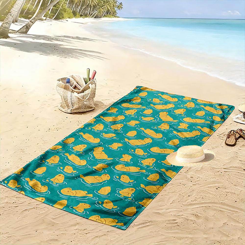Cute Yellow Seals Patterned Towel Beach Towel Quick-drying for Travel Outdoor Sports Jogging Beach and Swimming