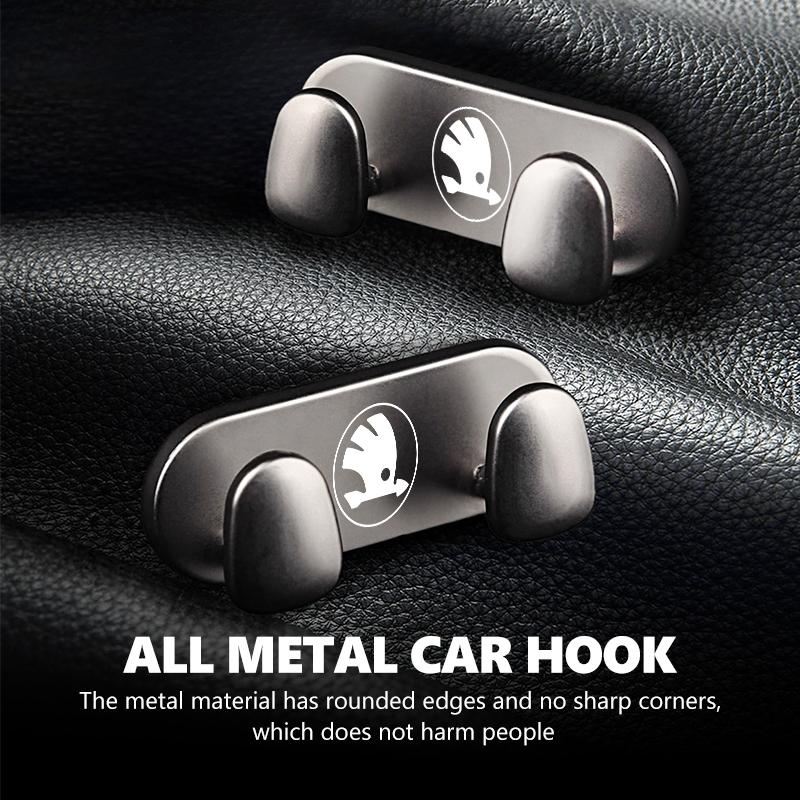AAAJF1 Car Logo Metal Hooks Home Wall Double Hooks Interior Accessories For Skoda octavia a5 a4 mk1 2 fabia superb rapid mk3 yeti 2006