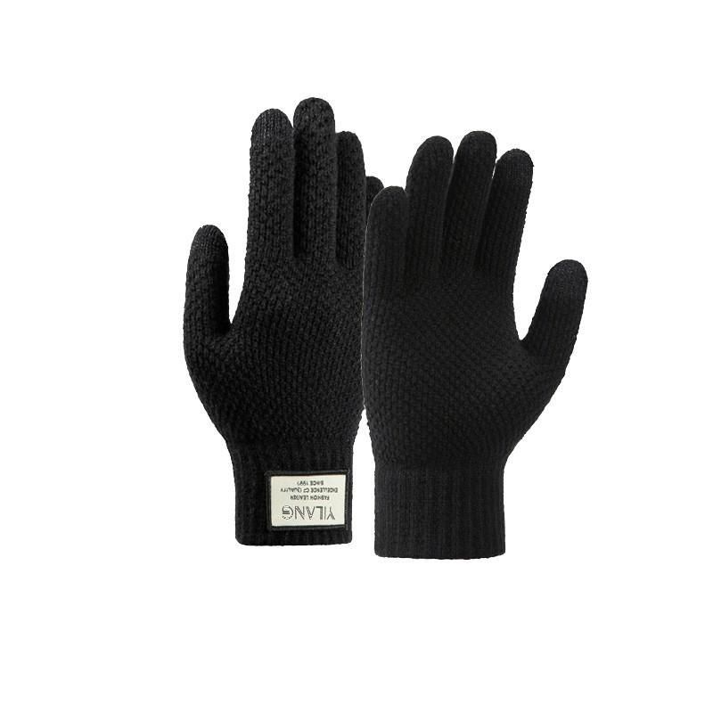 

And Winter Cold-proof Outdoor Warm Men s Screen Gloves Cycling Velvet Thickened Knitted Gloves One Size чёрный