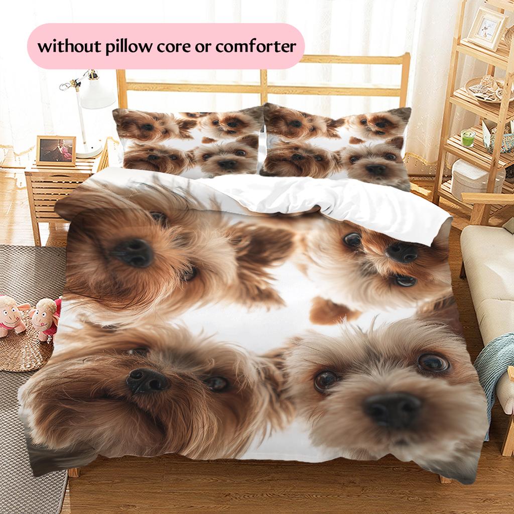 Yorkshire Terrier Pattern Bedding Home Decoration Birthday Gift (1 * Duvet Cover + 2 * Pillowcase, Without Core)