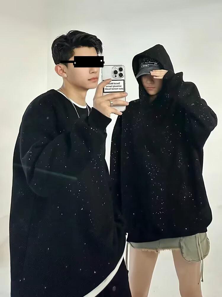 Retro Schleierkraut Kapuzenpullover für Damen & Herren - Unisex Frühling/Herbst Glänzendes Kapuzentop