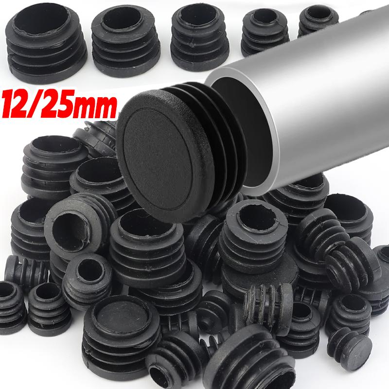 20-100pcs Round Steel Pipe Plastic Hole Plug Furniture Chair Leg Ladder Glide Protection Blanking End Cap Tube Pipe Insert Plugs