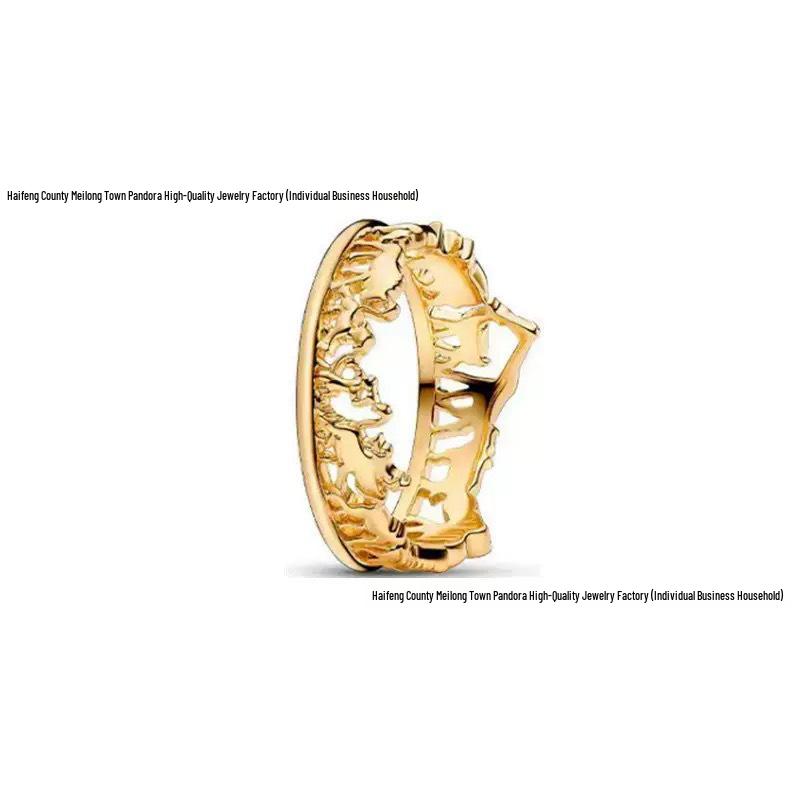 Inele pentru Cuplu Pandora Coroană de Aur Inimă Argint Sterling S925 Cadou de Crăciun