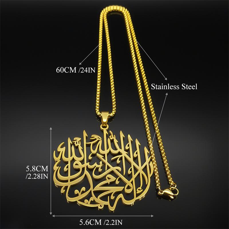 Islámský Muslimský Allah Korán Přívěsek Náhrdelník pro Ženy Muže Nerezová Ocel Zlatá Barva Arabské Citáty Pánský Řetízek Šperk NZZZ771S02