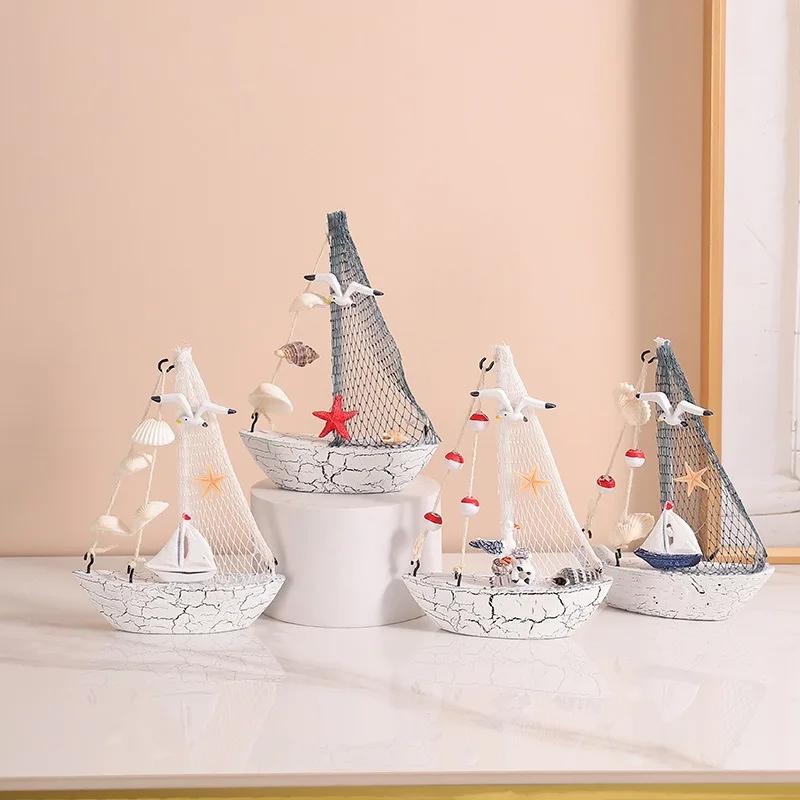 Wooden Sailboat Ornaments,shell,boat Rudder,anchor,lighthouse,seabird Decoration Boat,Home Room Children's Room Decoration Gift