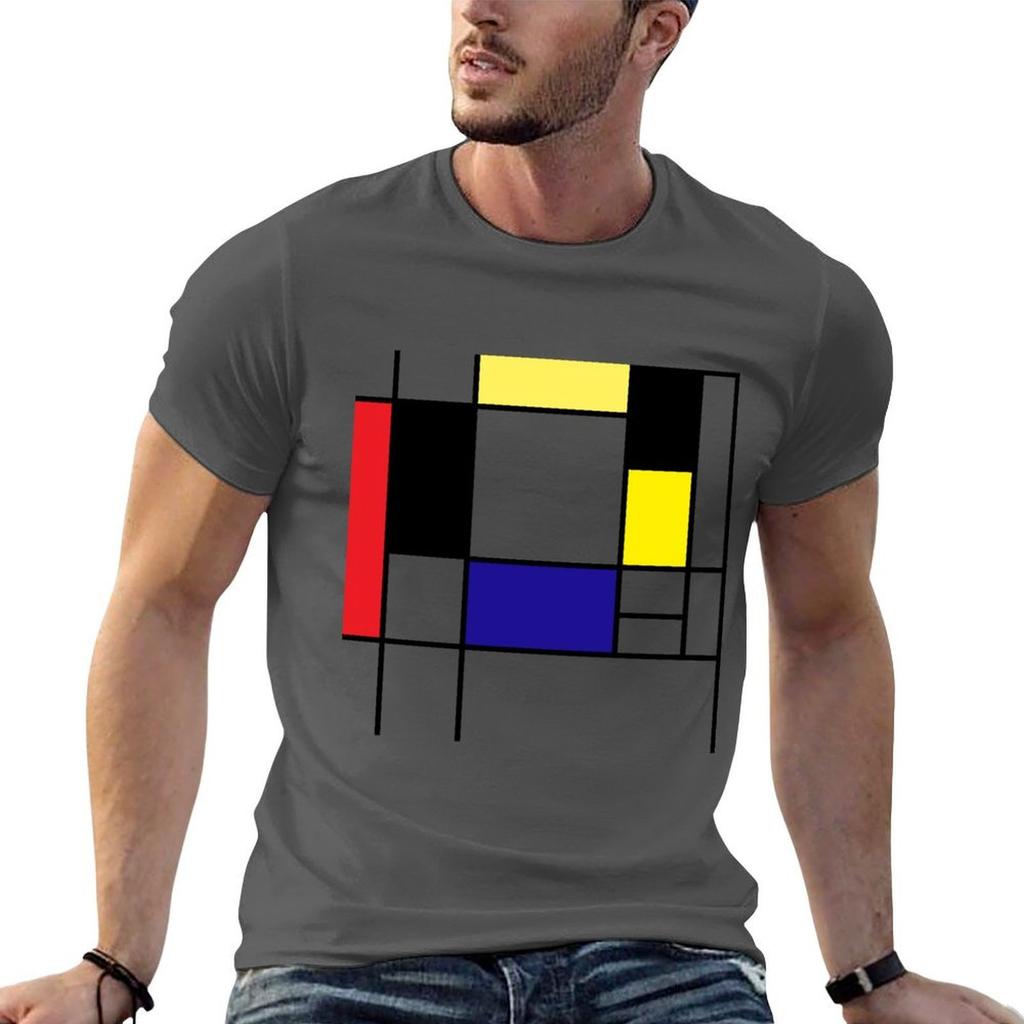 Mondrian Art Minimalist Red White Blue Yellow Black Tshirt Holiday All Match Tshirt