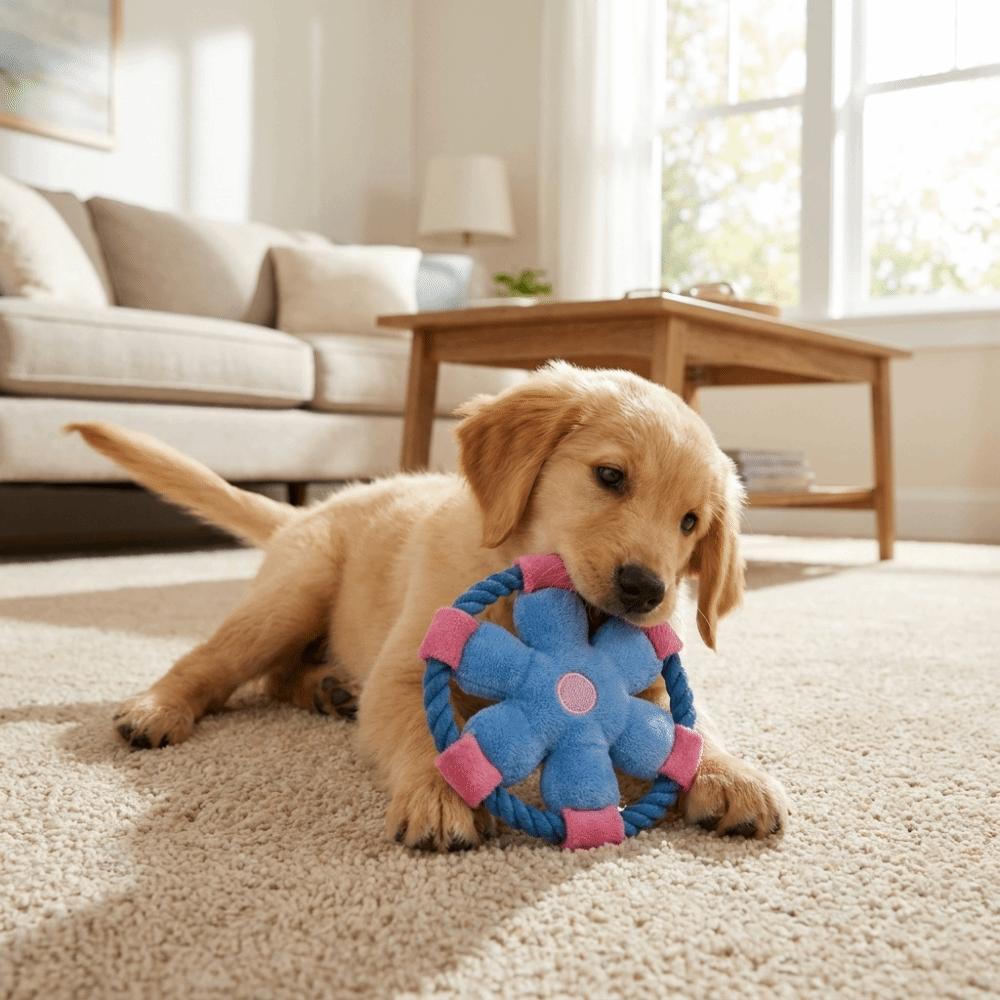 Squeaky Dog Flying Disc Bite-Resistant Rope Dog Toy Teeth Grinding Dog Chew Toy  Exercise