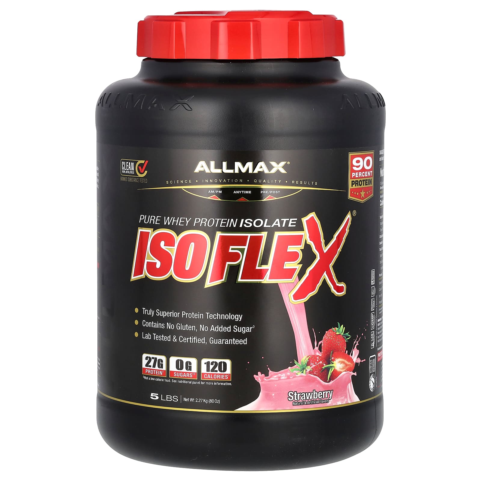 

Isoplex, 100% Ultra Pure Whey Protein Isolate (Wpi Ion-Charged Particle Filtration), Strawberry, 5 Lbs. (2.27 Kg)