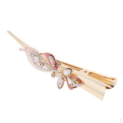 Μεγάλο Μεταλλικό Κλιπ Μαλλιών με Στρας Duckbill Χωρίς Δόντια για Χοντρά Μαλλιά