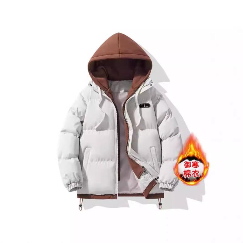 Padded clothes trendy brand fake two-piece hooded winter thickened jacket student padded jacket top casual jacket
