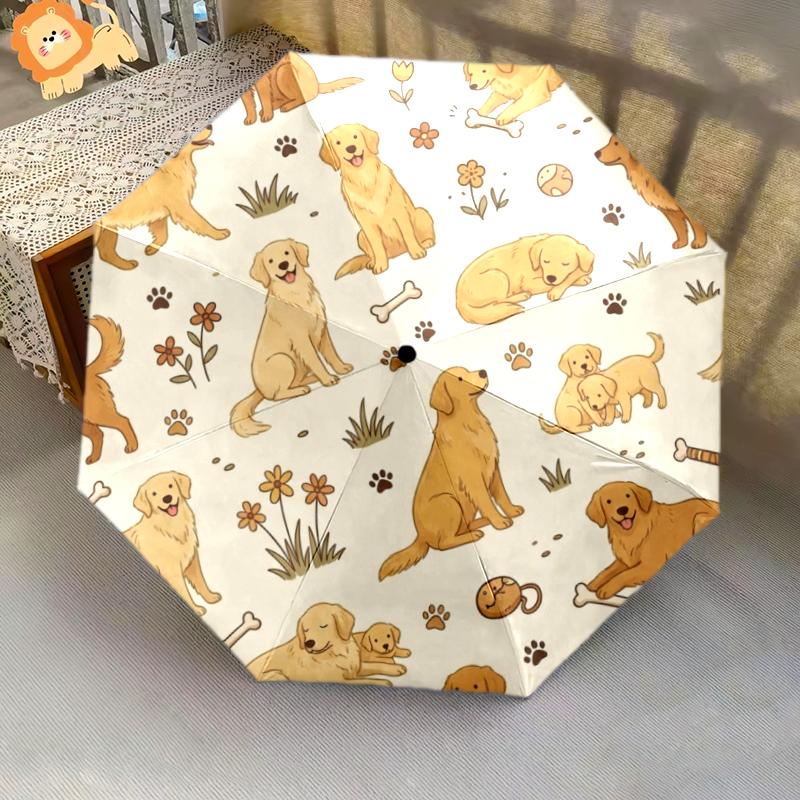 1 PC Automatic Folding Umbrella - Cute Dog Pattern, Portable & Foldable Design with 8 Ribs, Christmas Birthday Gifts