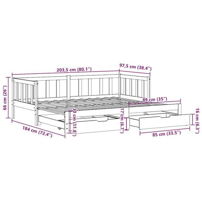 VidaXL Lit de jour avec gigogne et tiroirs sans matelas blanc 90x200cm 3302188