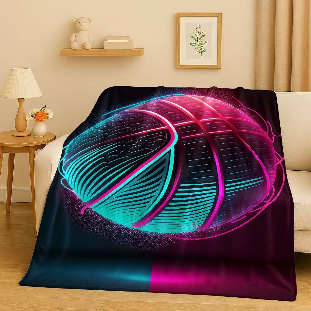 2026 New Basketball Court Art Flannel Blanket,Ultra Soft Warm Plush Throw for Home Bedroom Bed Sofa Cover Travel Camping Gift