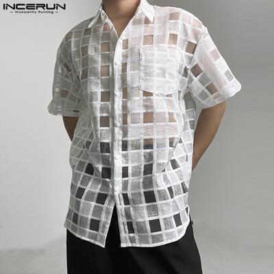 Herren T-Shirts mit Reverskragen und transparentem Netzstoff