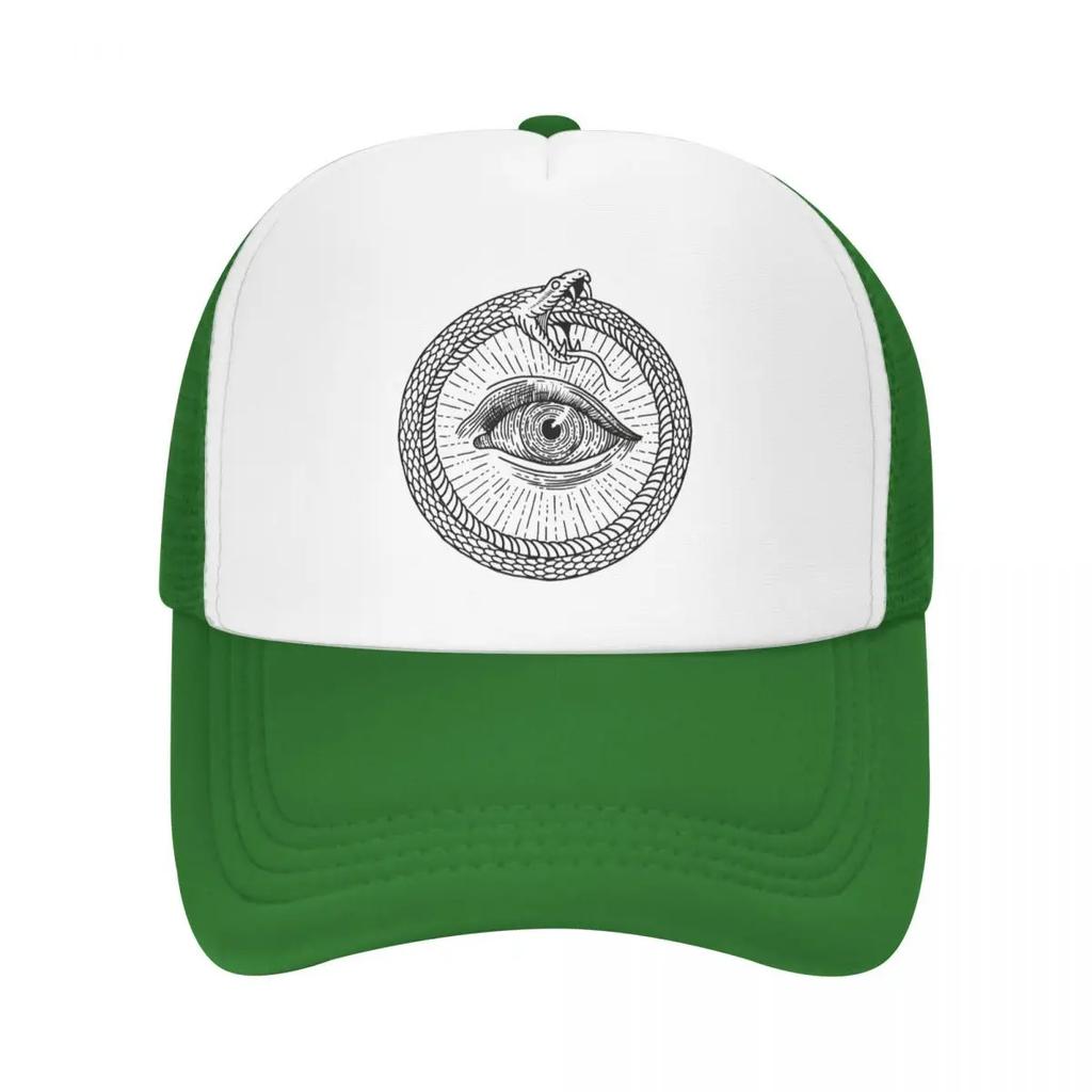 Esoteric Illustration Of Ouroboros Snake Cap Fashion Mesh Baseball Caps Adjustable Hat Hip Hop Summer Unisex Baseball Hats