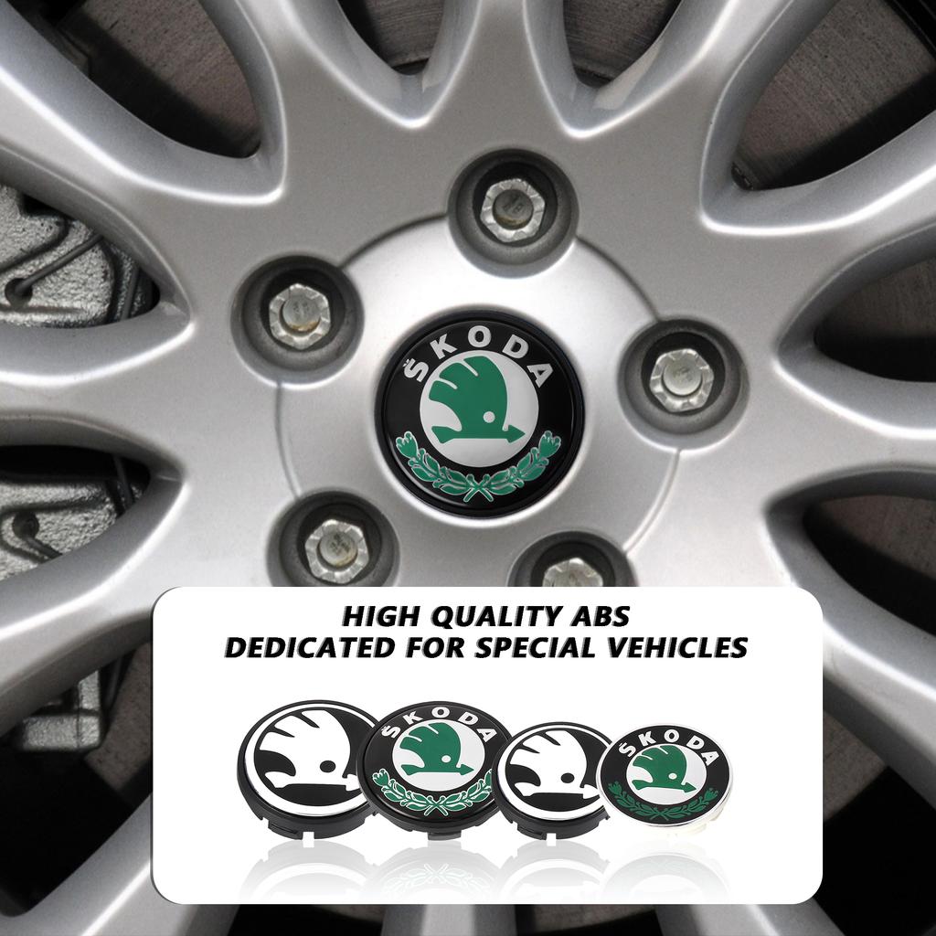 Ycpry6 65/55MM 4Pcs Car Wheel Center Hub Cap Accessory For Skoda Kodiaq Octavia Enyaq Kamiq Scala Rapid Superb Karoq Vision RS Yeti A7